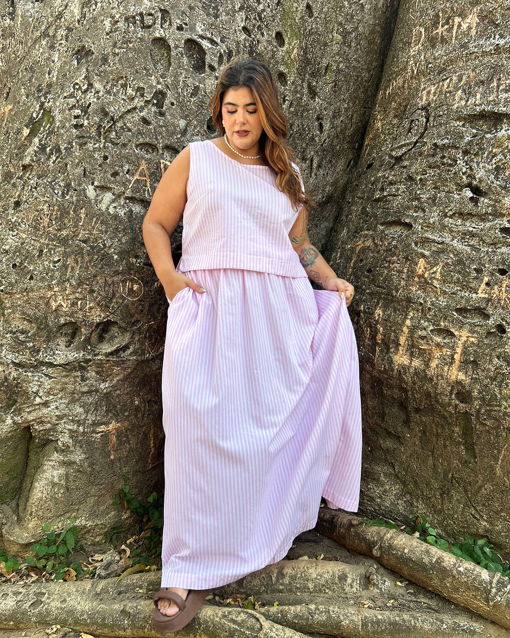 Regata Cropped Listras Rosa