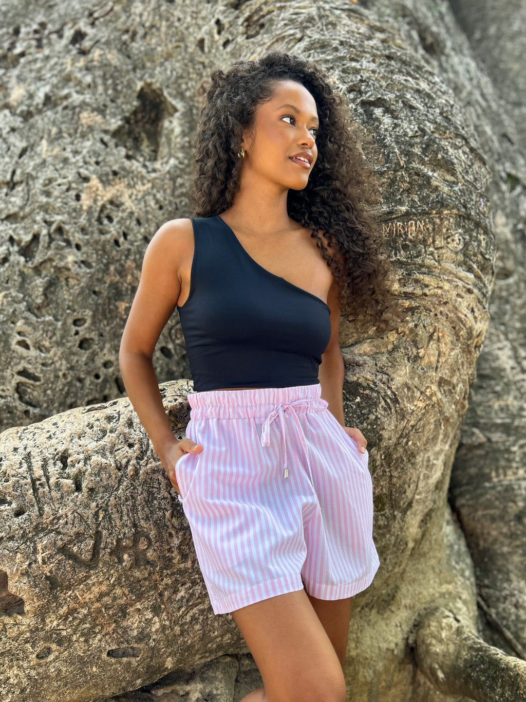 Short Listras Rosa