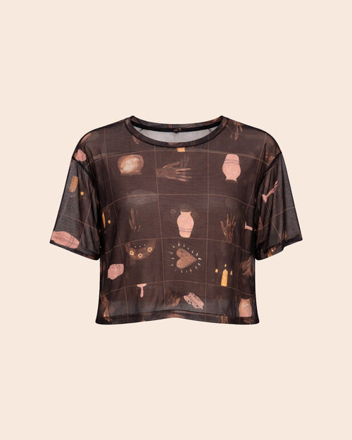 Blusa Tule Arte da Terra Marrom