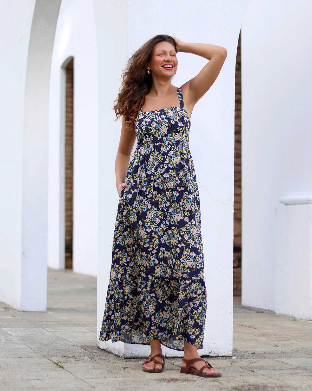 Vestido Verão Pequeno Jardim Marinho