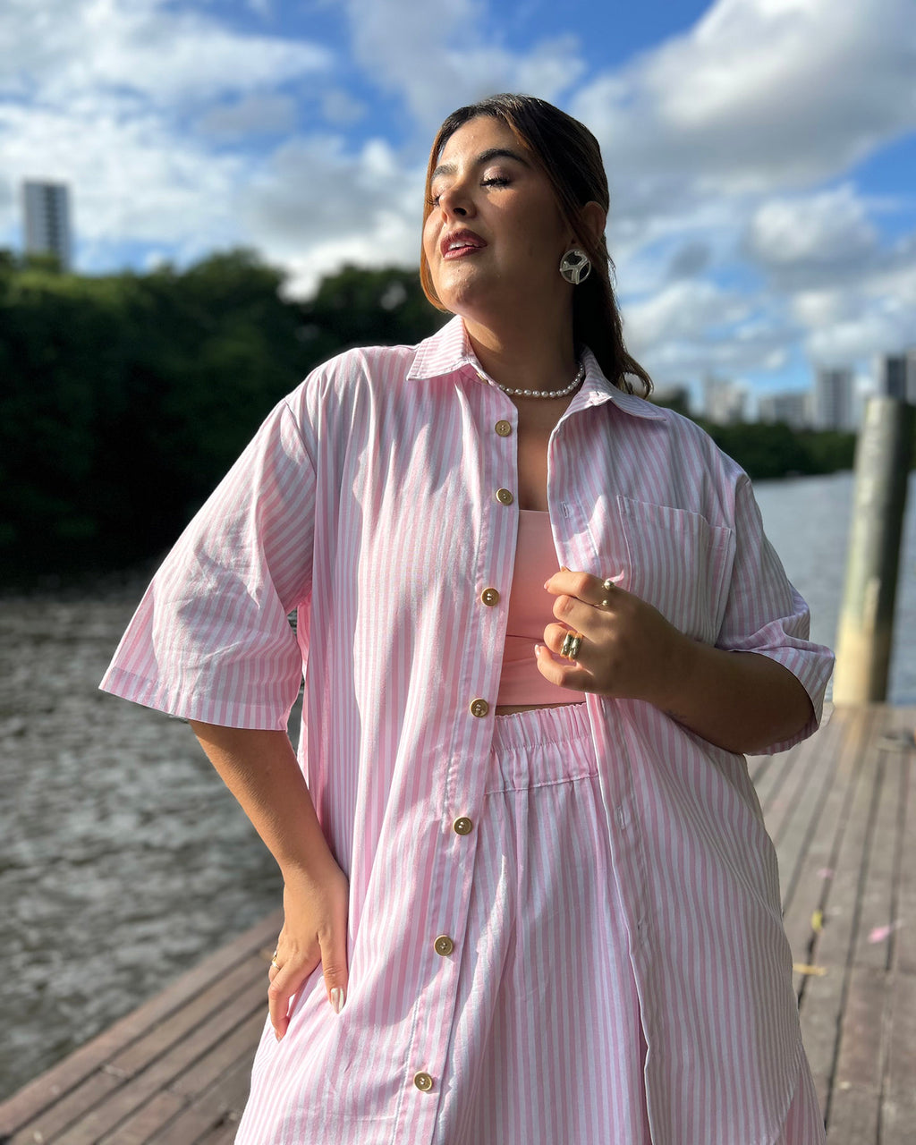 Camisa Listras Rosa