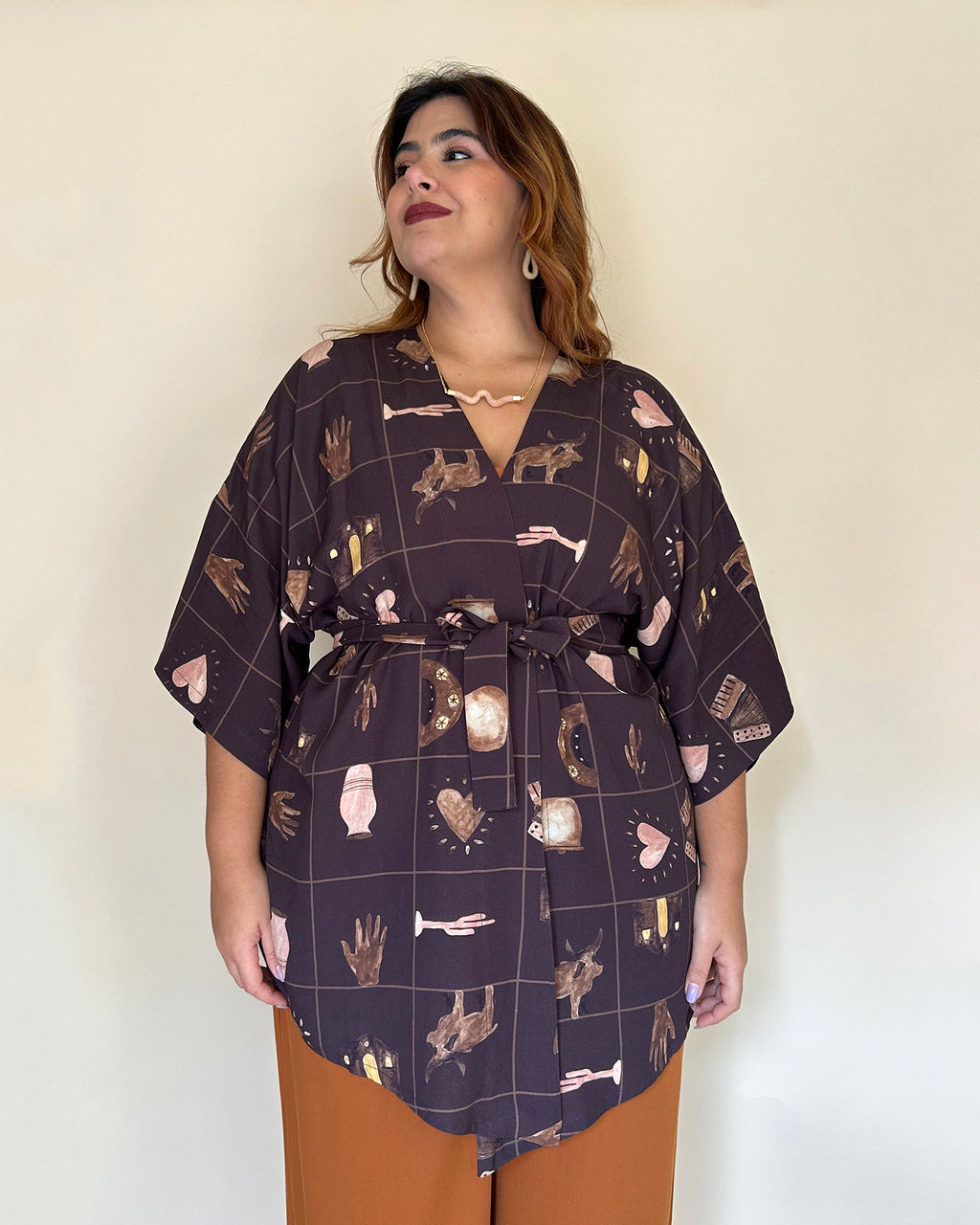 Kimono Arte da Terra - Marrom