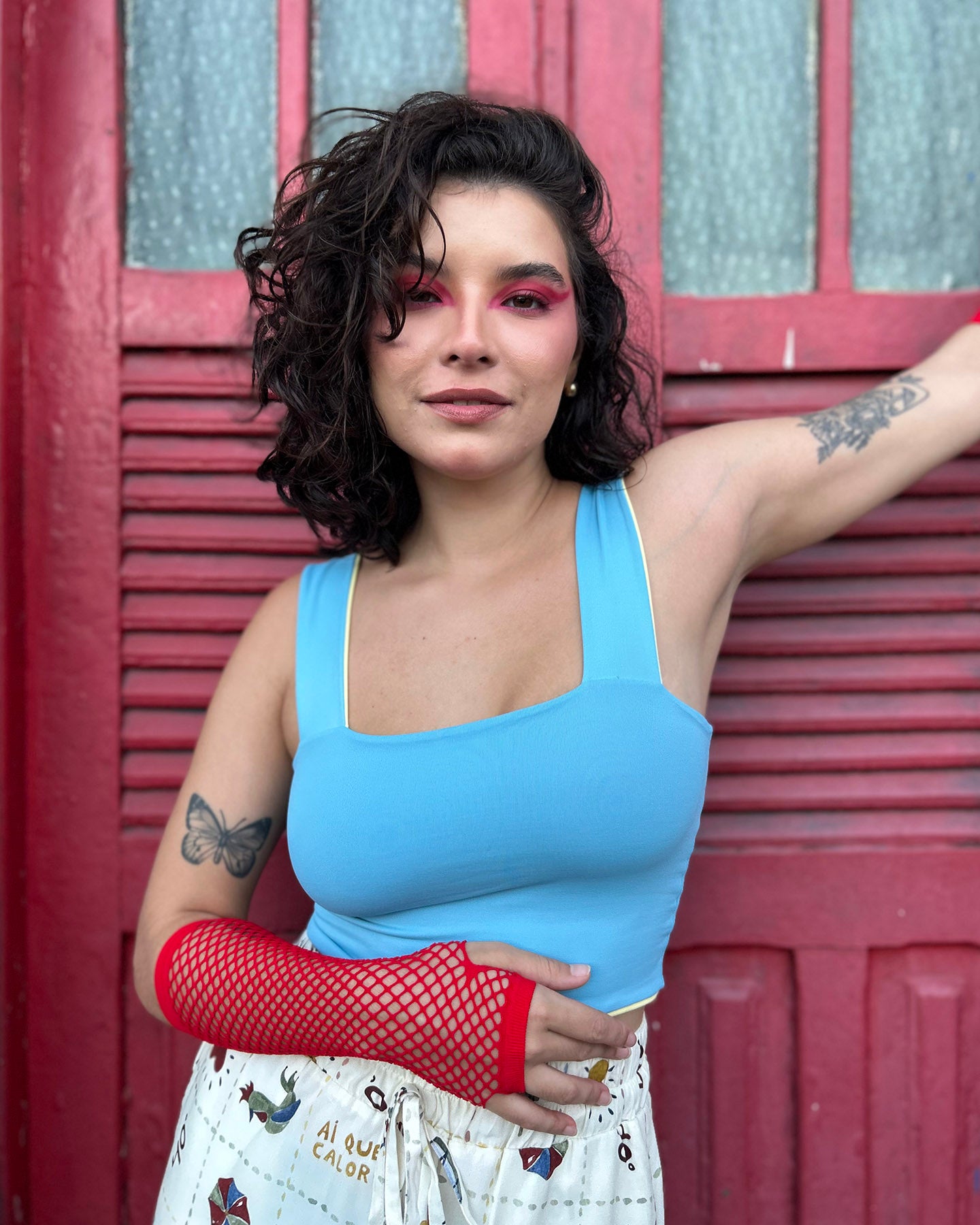 Top Reto Dupla Face Amarelo + Azul