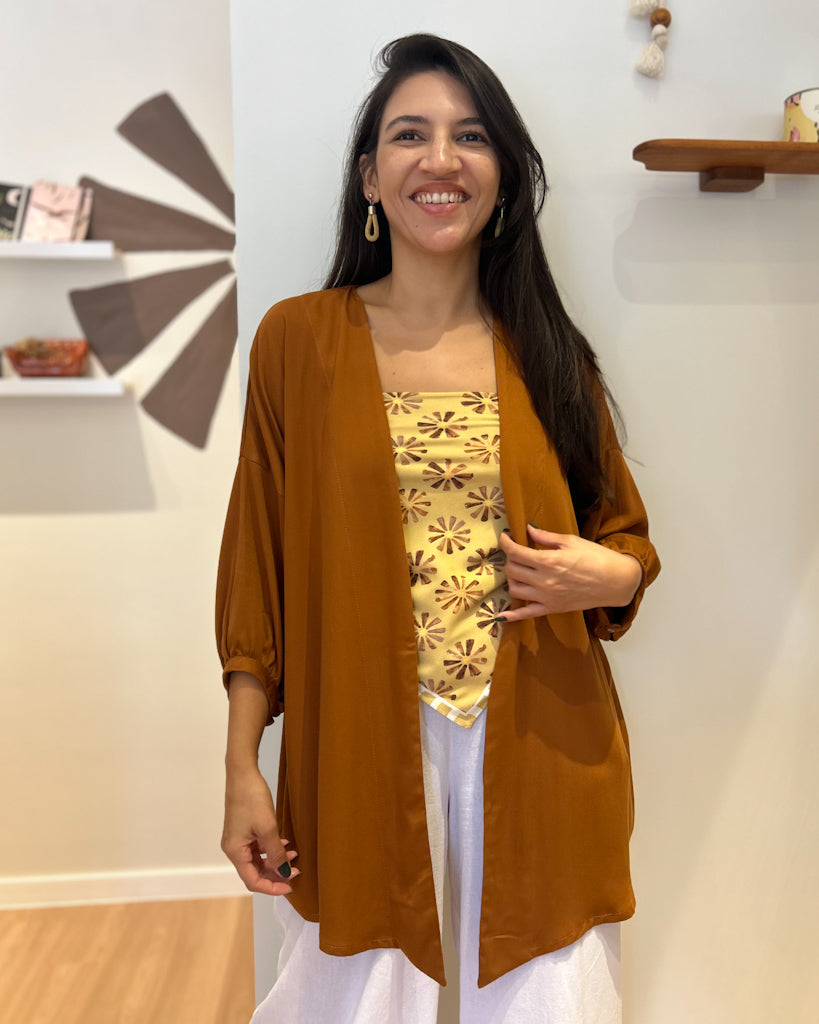 Kimono Caramelo Manga Longa