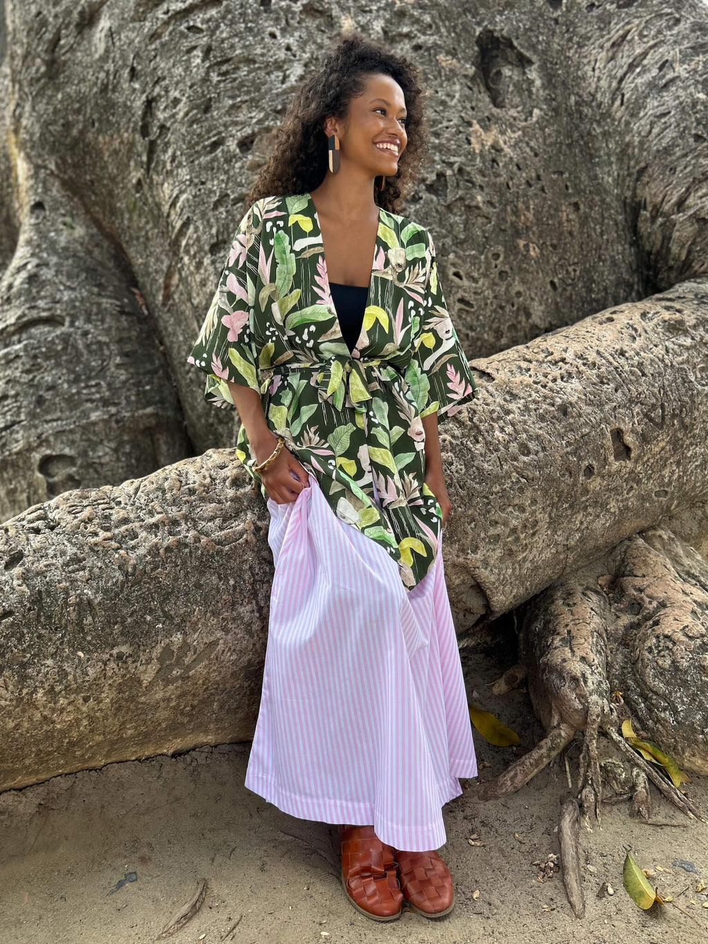 Saia Ampla Listras Rosa