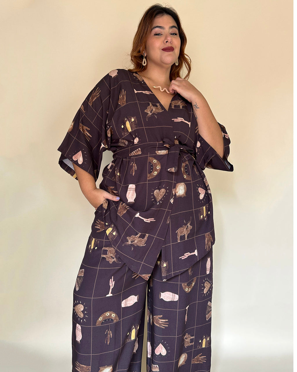 Kimono Arte da Terra - Marrom