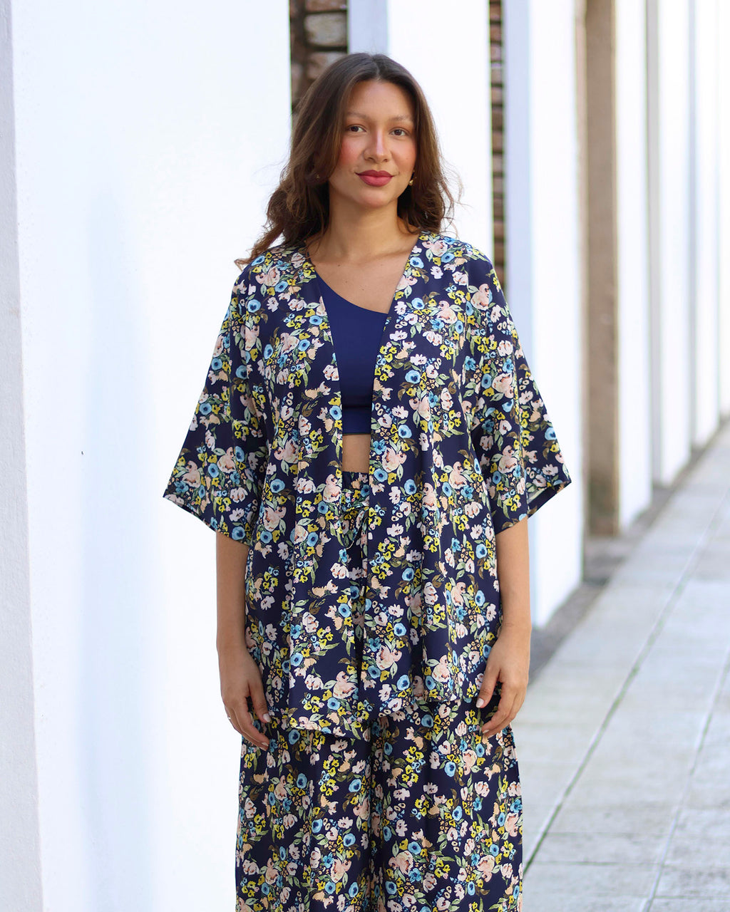 Kimono Pequeno Jardim Marinho