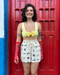 Top Reto Dupla Face Amarelo + Azul