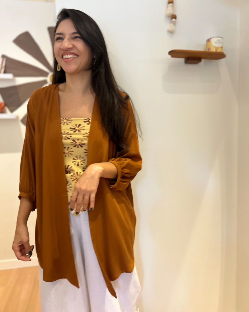 Kimono Caramelo Manga Longa