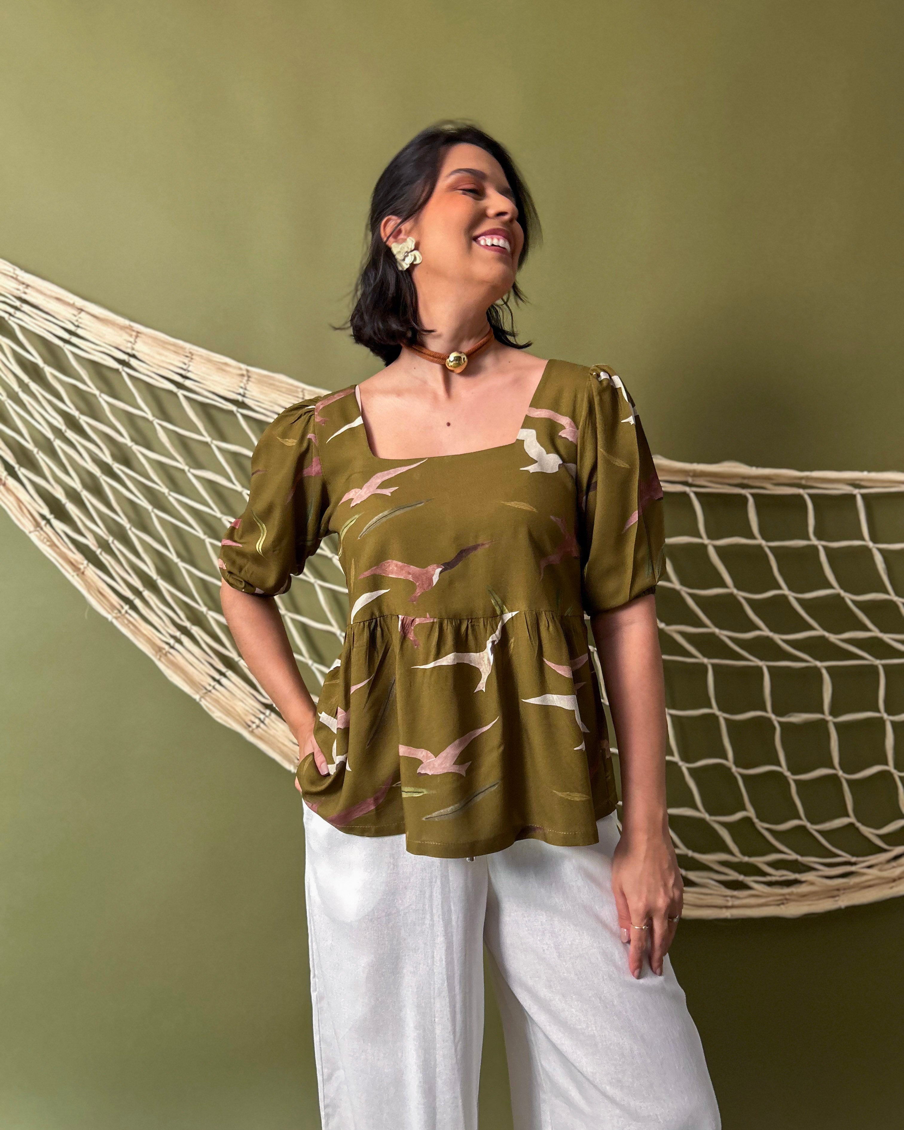 Blusa Babados Revoada Oliva