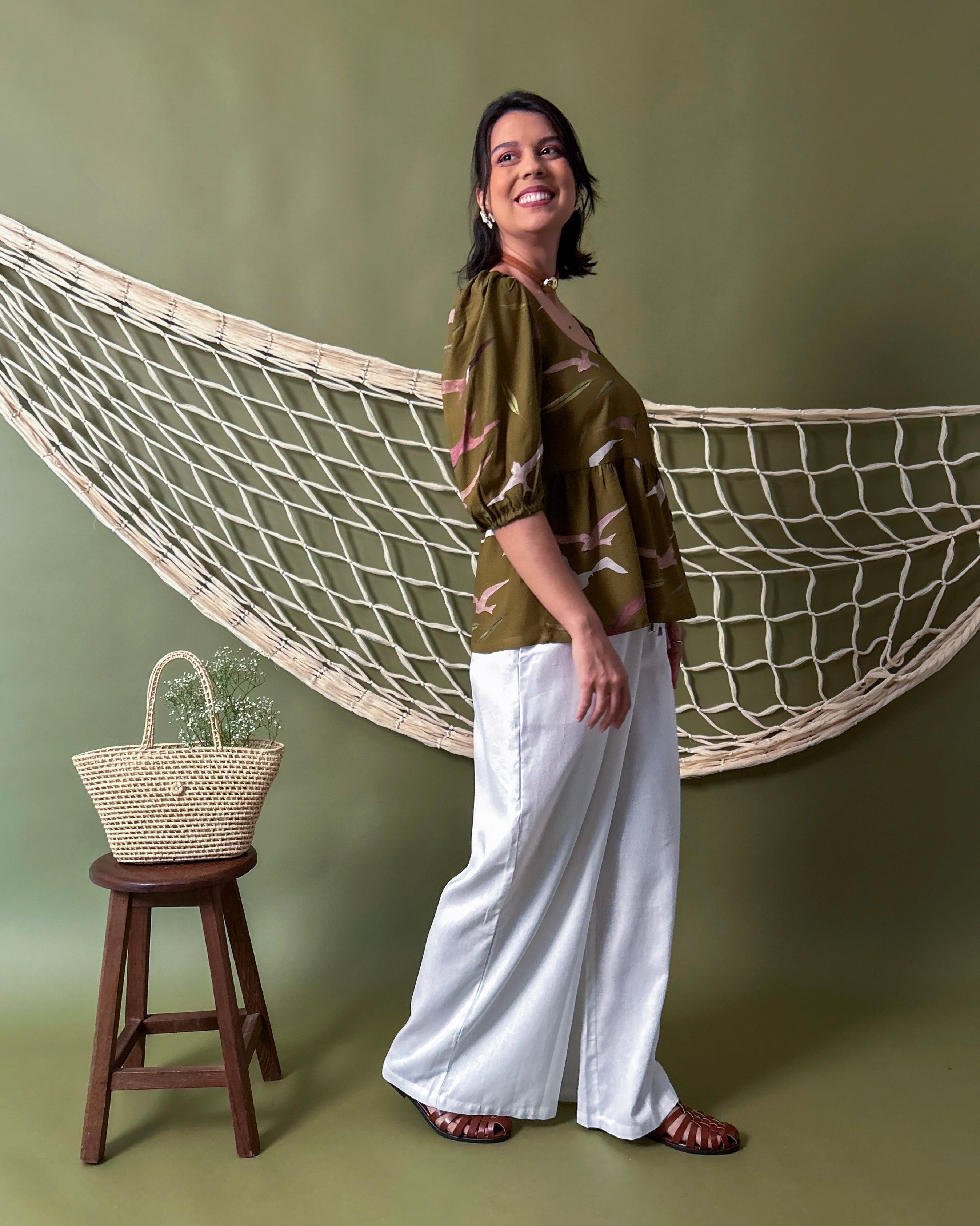 Blusa Babados Revoada Oliva