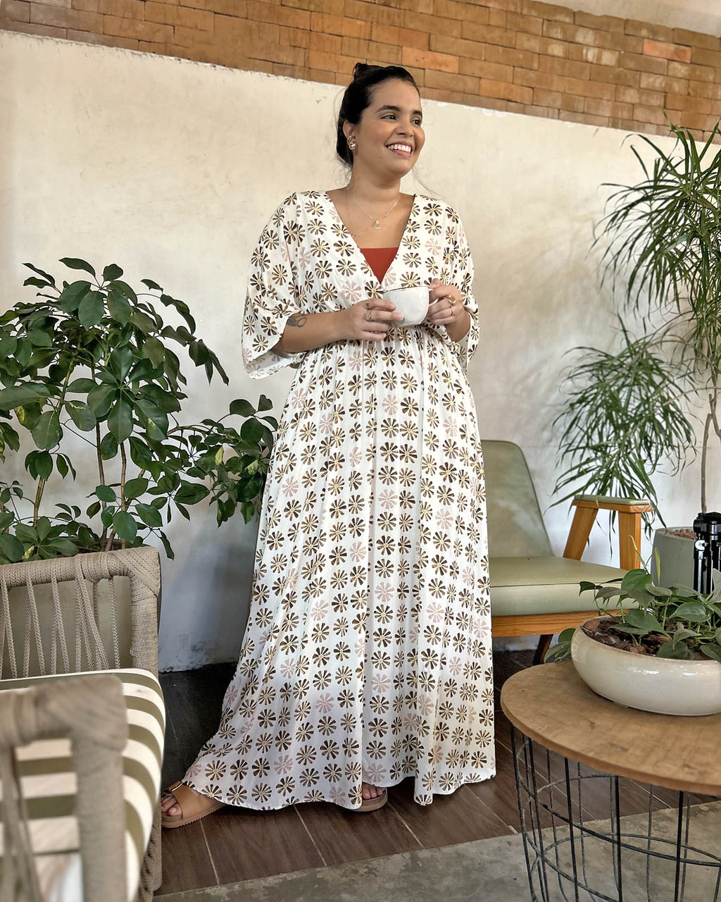 Vestido Fluido Catavento Off-White
