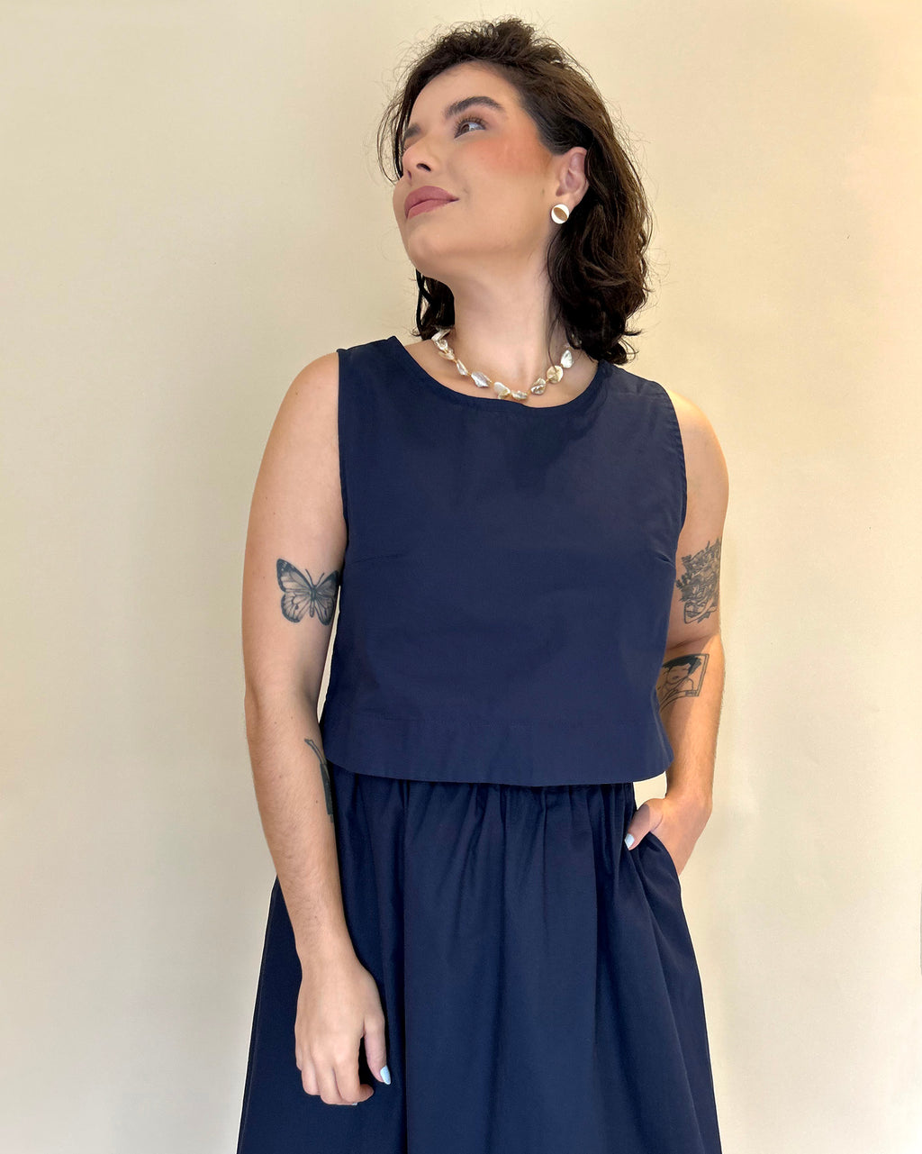 Regata Cropped Azul Marinho