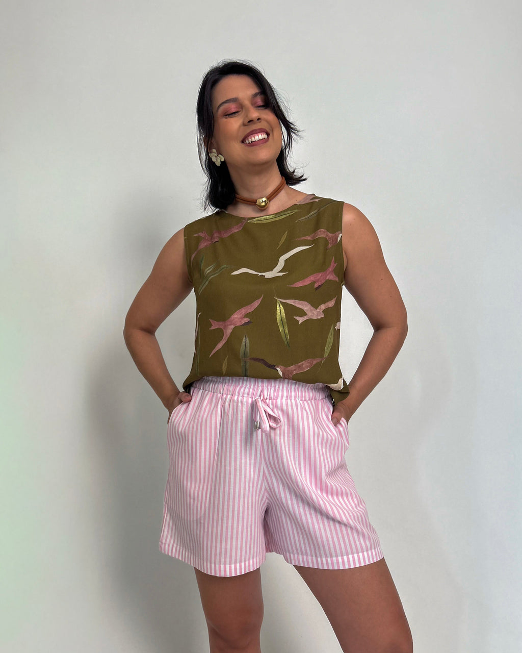 Short Listras Rosa