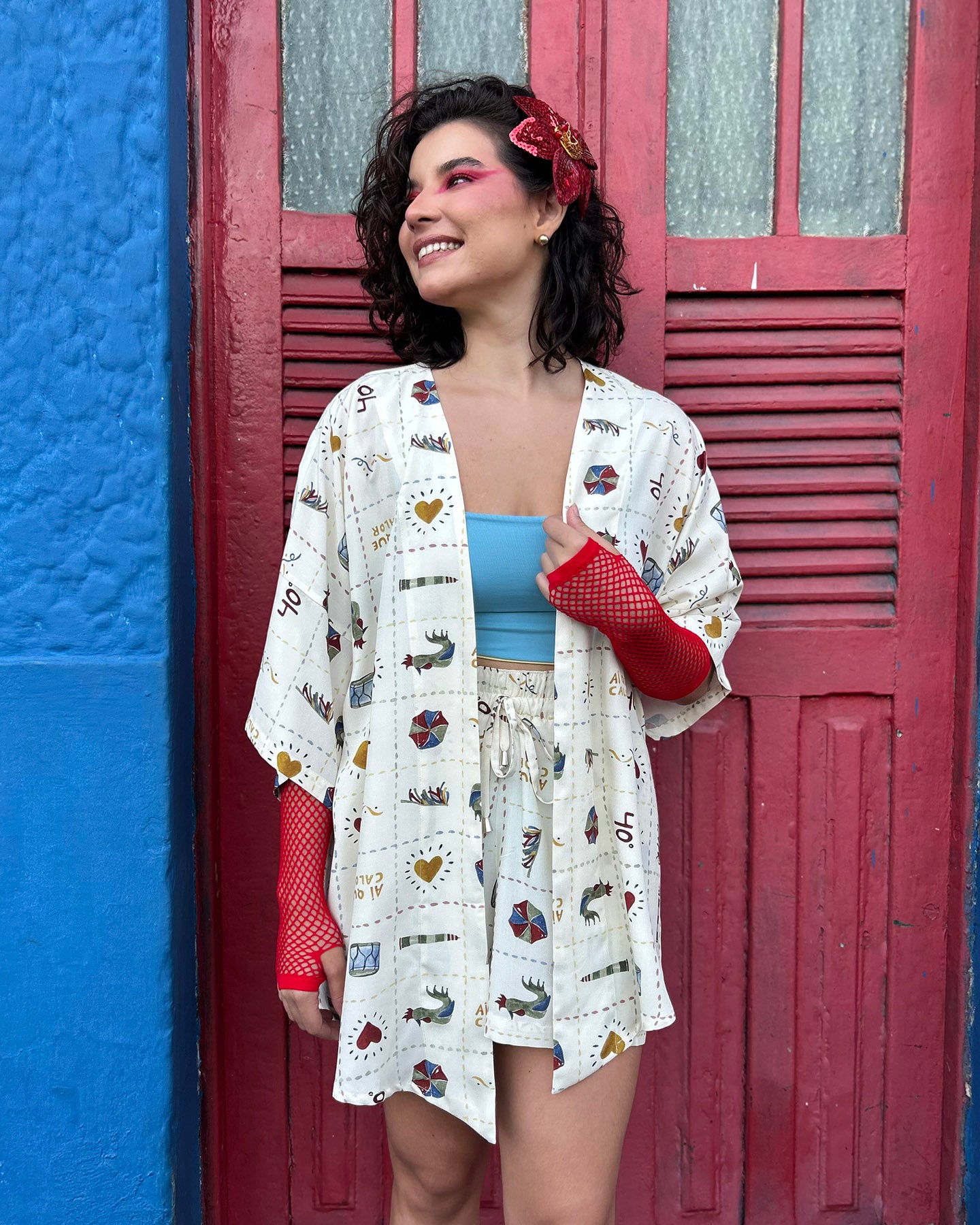 Top Reto Dupla Face Amarelo + Azul