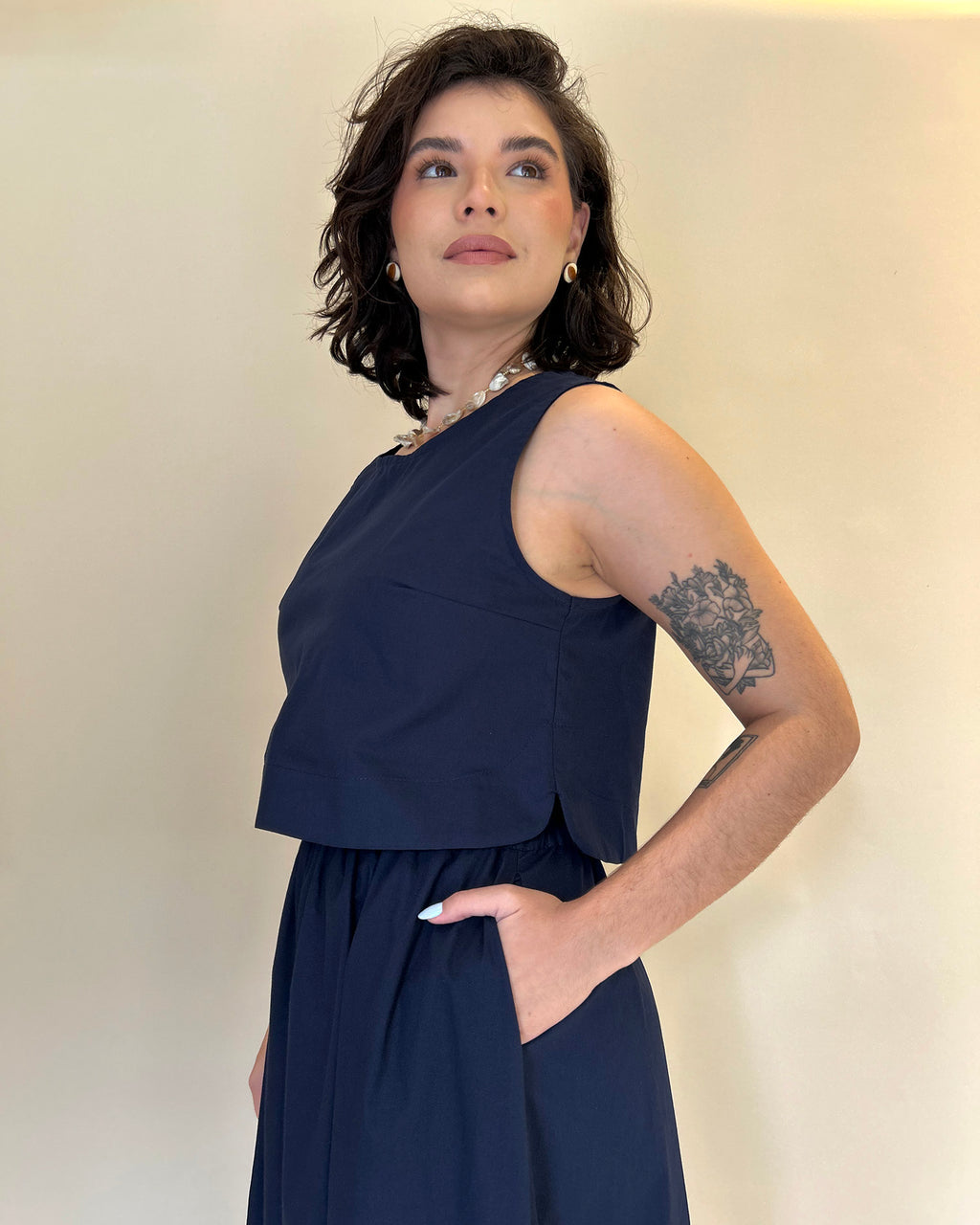 Regata Cropped Azul Marinho