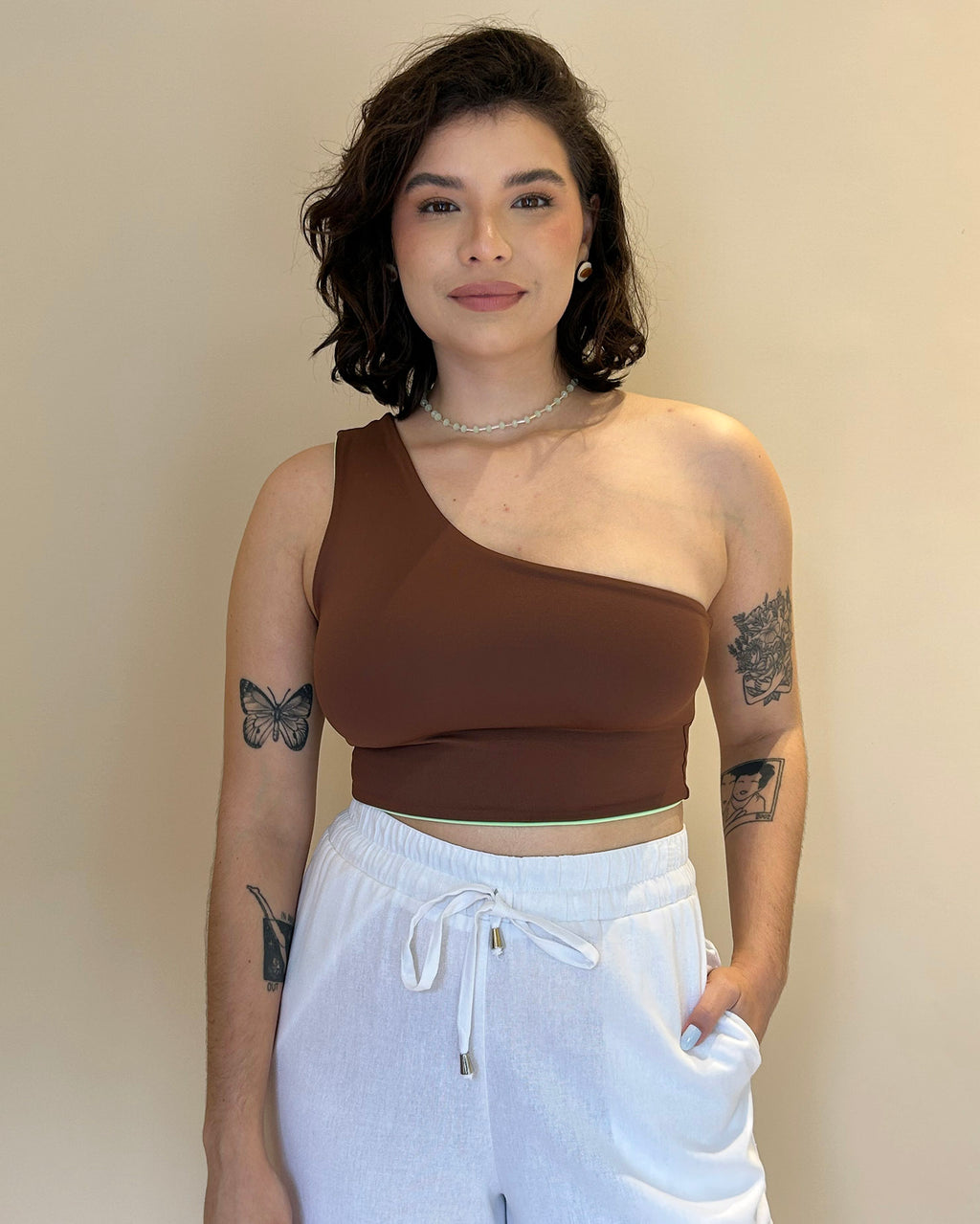 Top Ombro Só Menta + Cacau