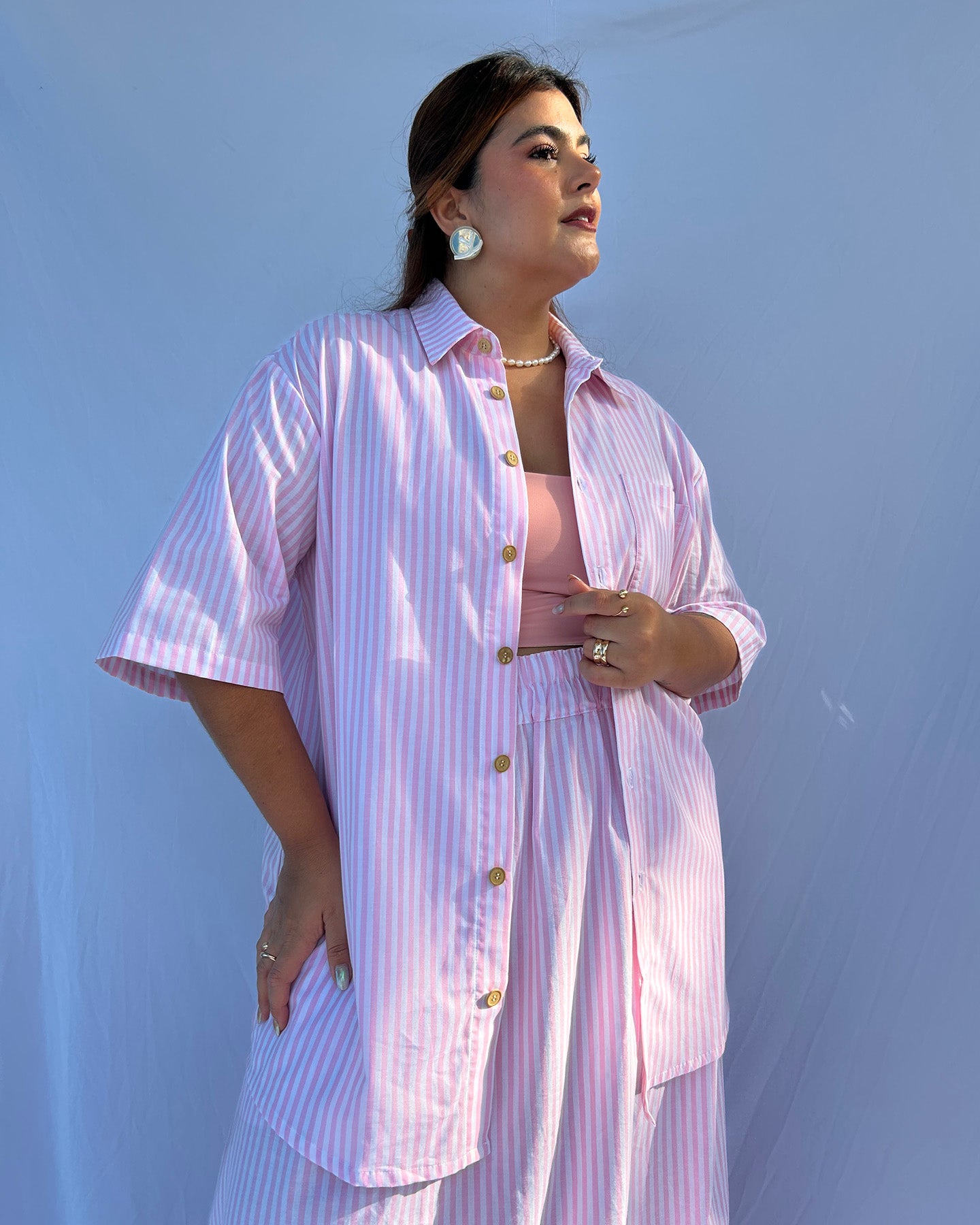 Camisa Listras Rosa