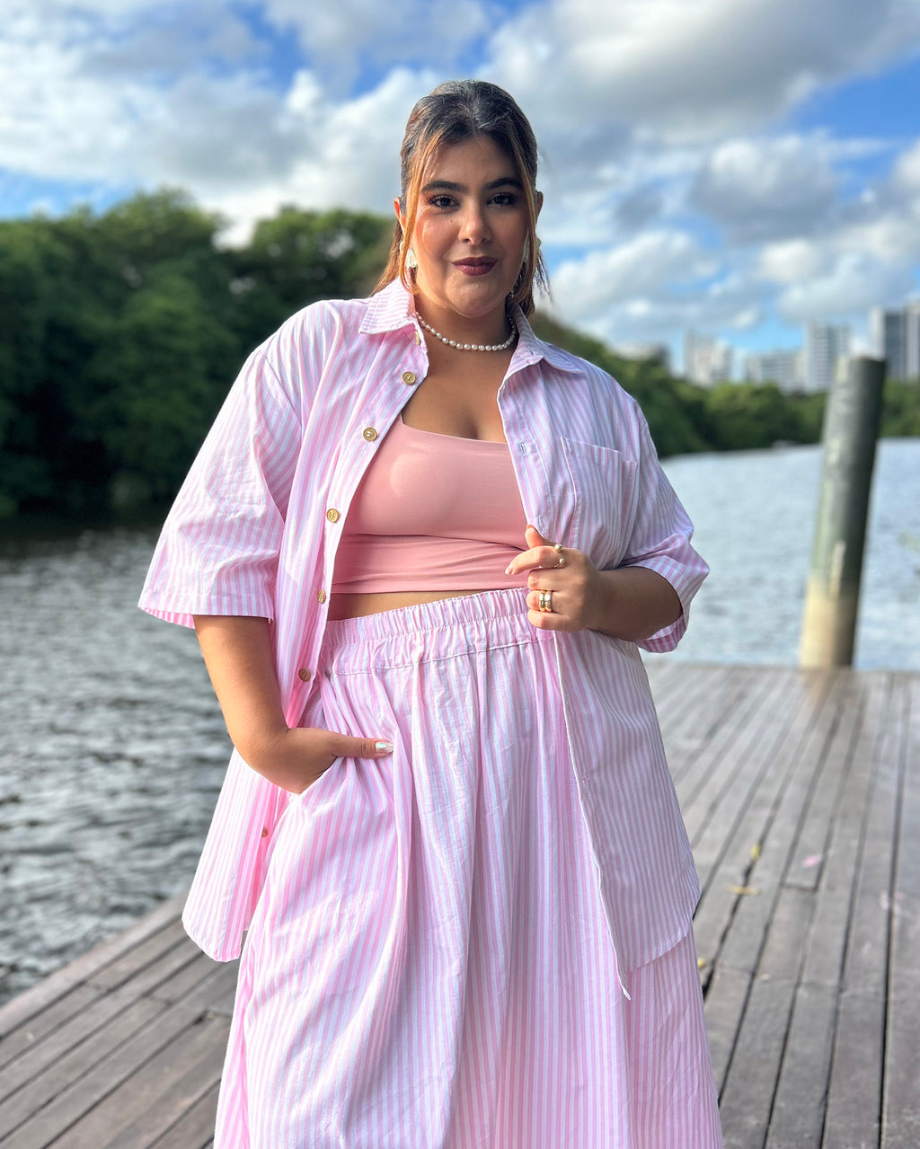Camisa Listras Rosa