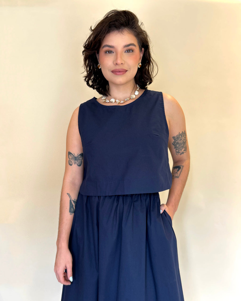 Regata Cropped Azul Marinho