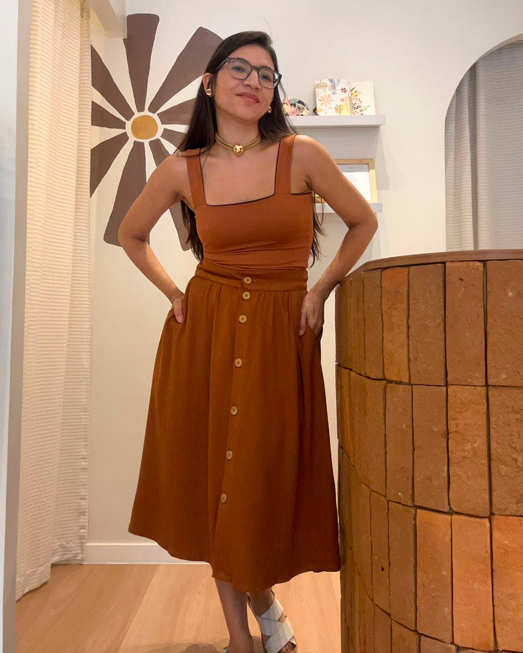 Saia Midi Caramelo