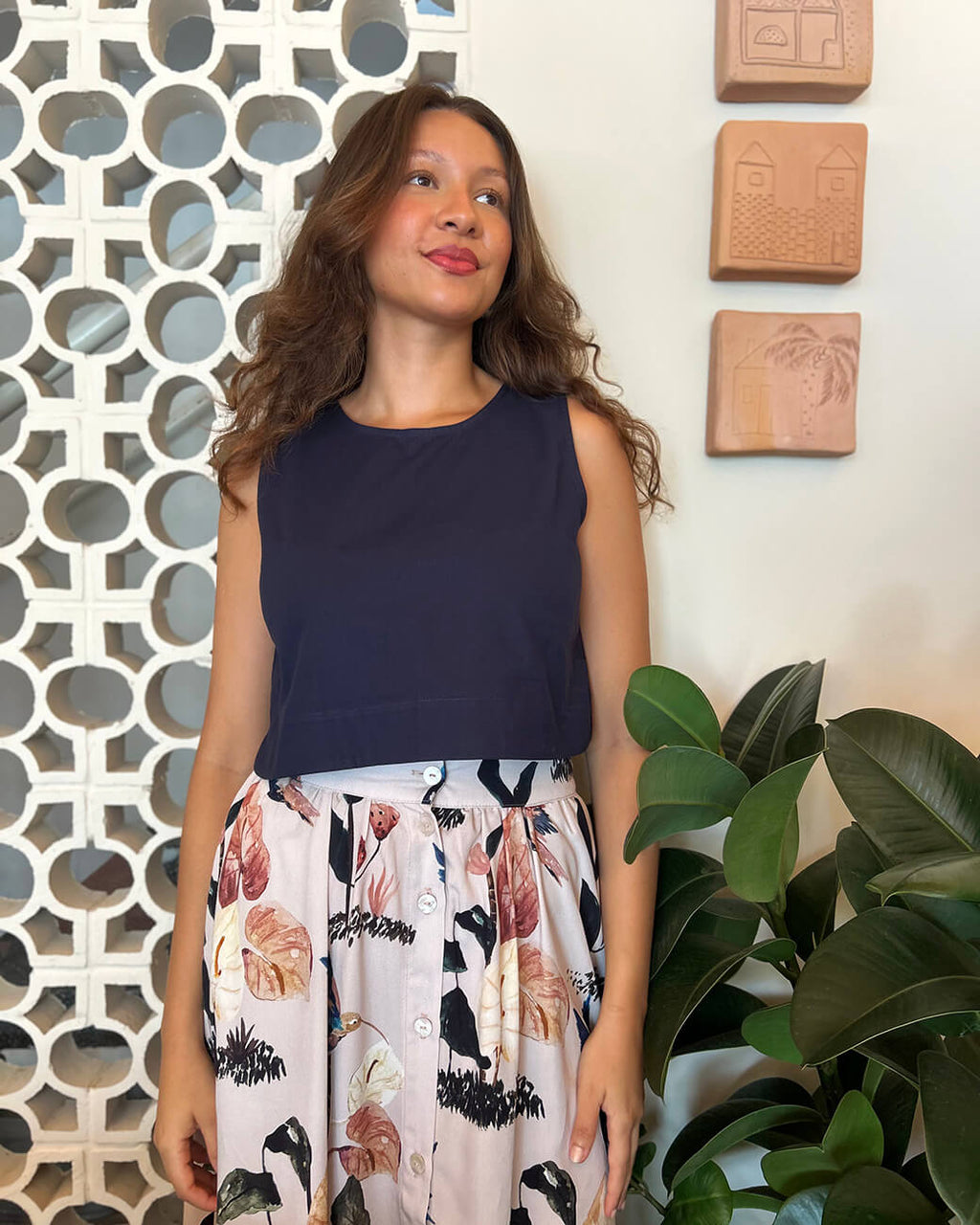 Regata Cropped Azul Marinho