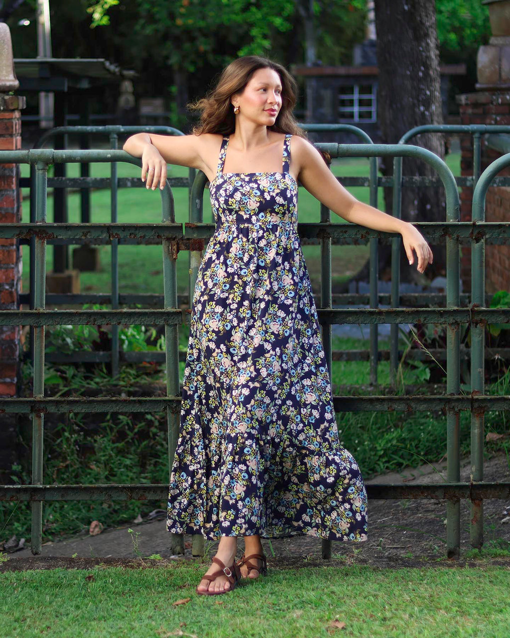 Vestido Verão Pequeno Jardim Marinho