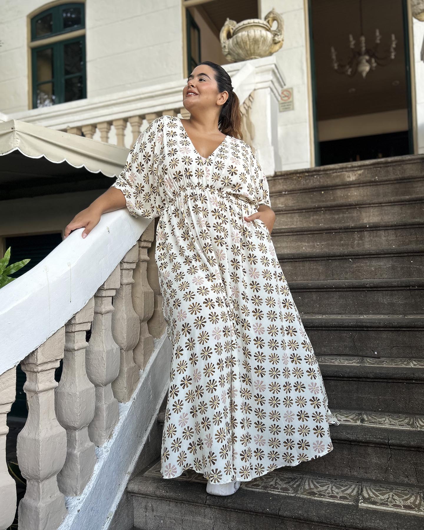 Vestido Fluido Catavento Off-White