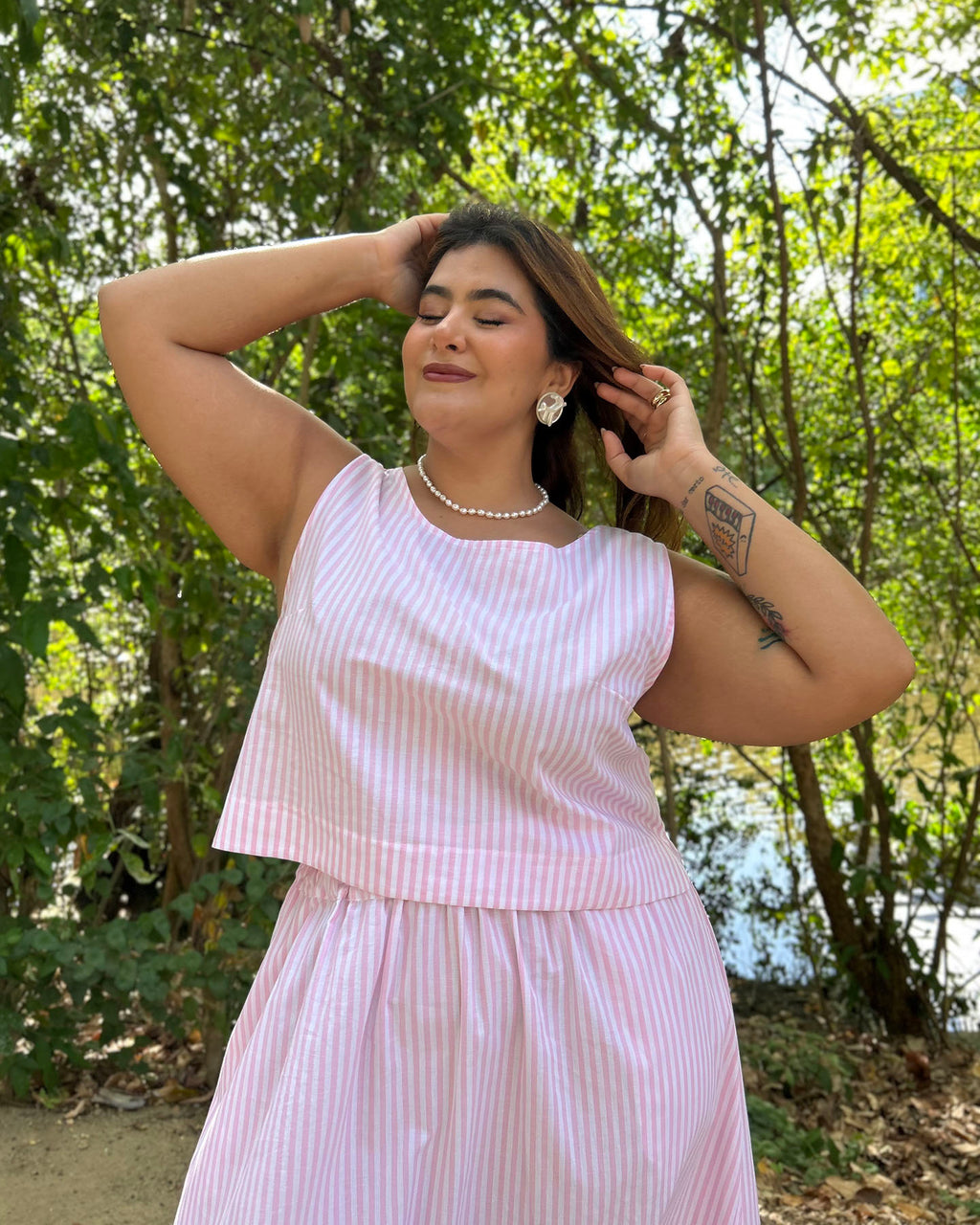 Regata Cropped Listras Rosa