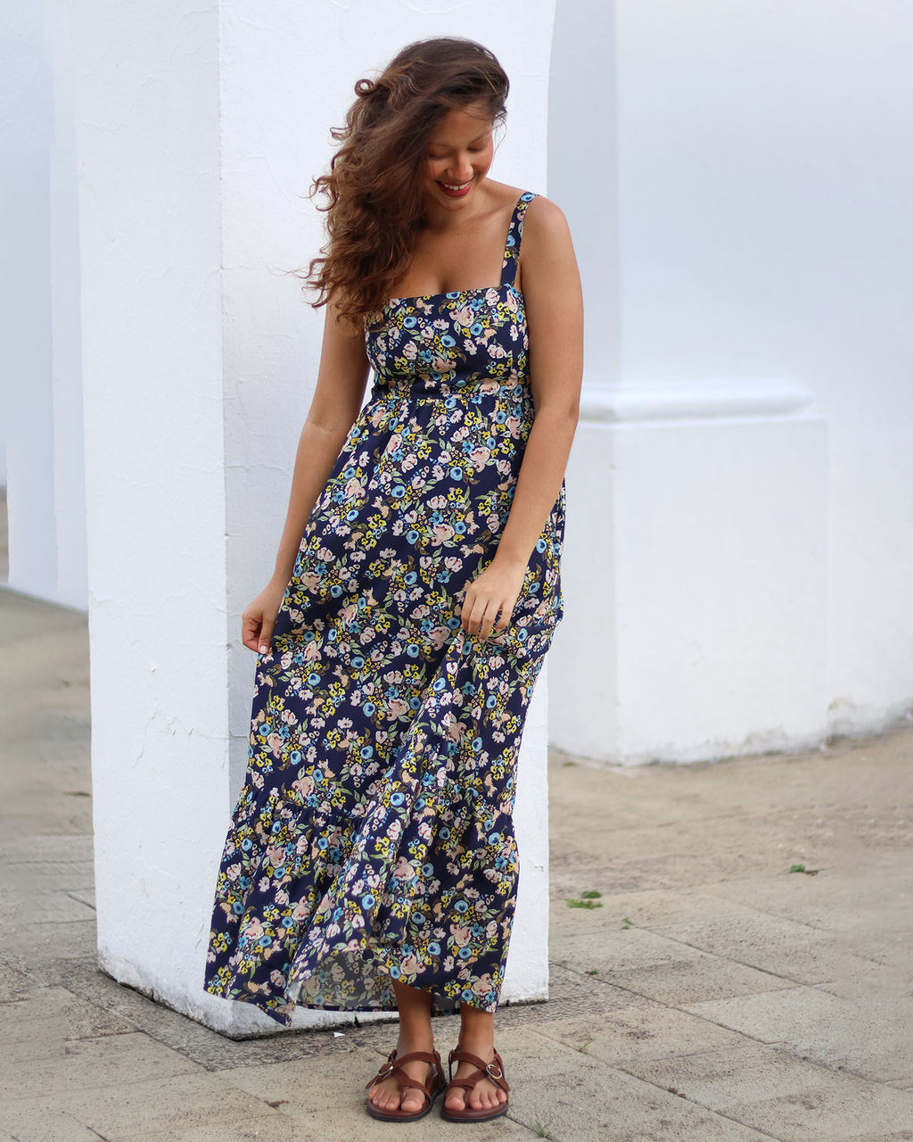 Vestido Verão Pequeno Jardim Marinho