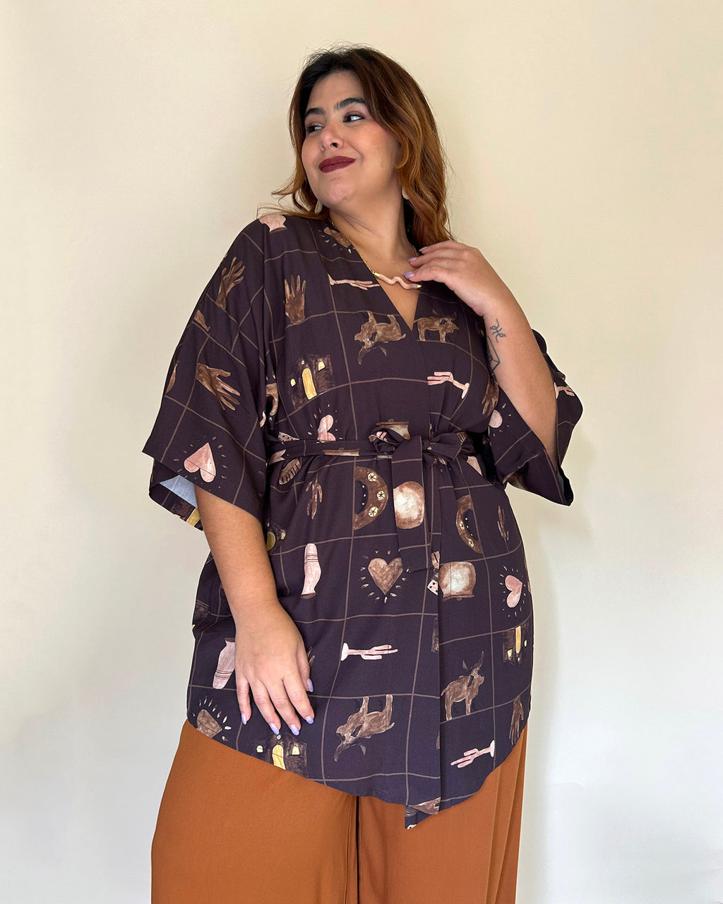 Kimono Arte da Terra - Marrom