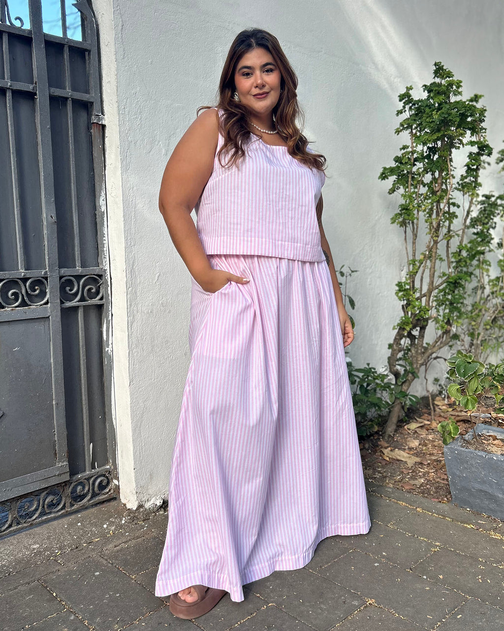 Regata Cropped Listras Rosa