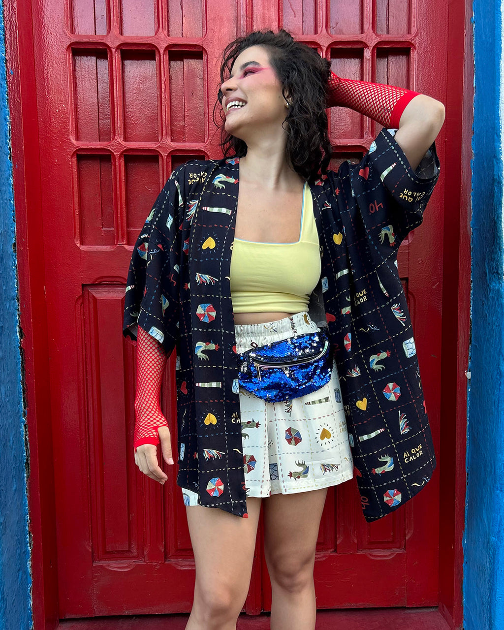 Top Reto Dupla Face Amarelo + Azul