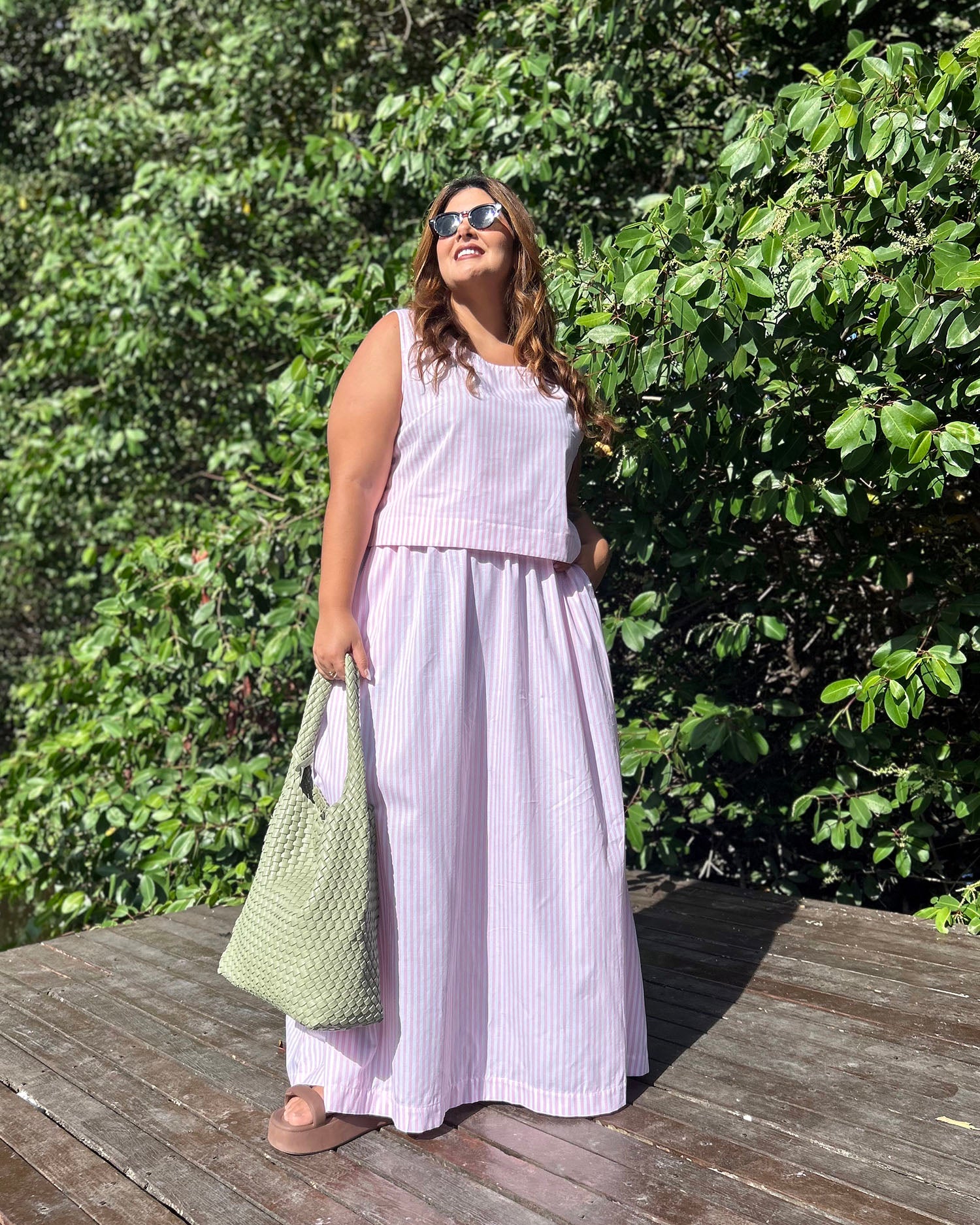 Saia Ampla Listras Rosa