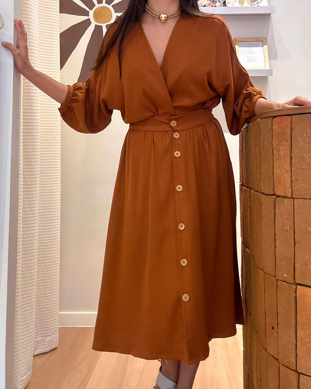 Saia Midi Caramelo