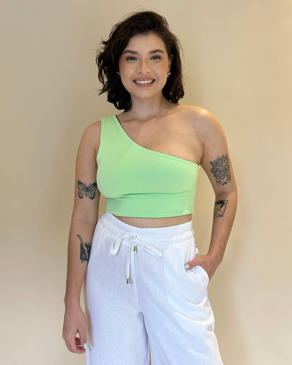 Top Ombro Só Menta + Cacau
