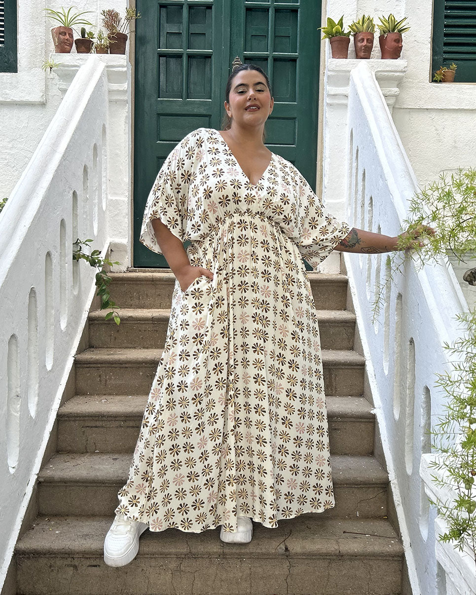 Vestido Fluido Catavento Off-White