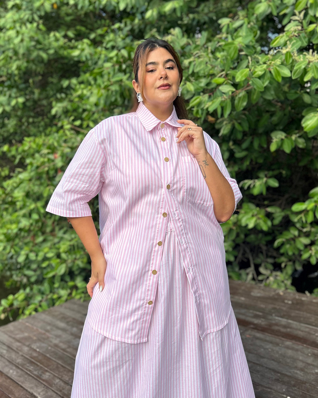 Camisa Listras Rosa